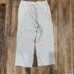 Laundry by Shelli Segal Linen Blend Striped Wide Leg Pants Navy White Size 4